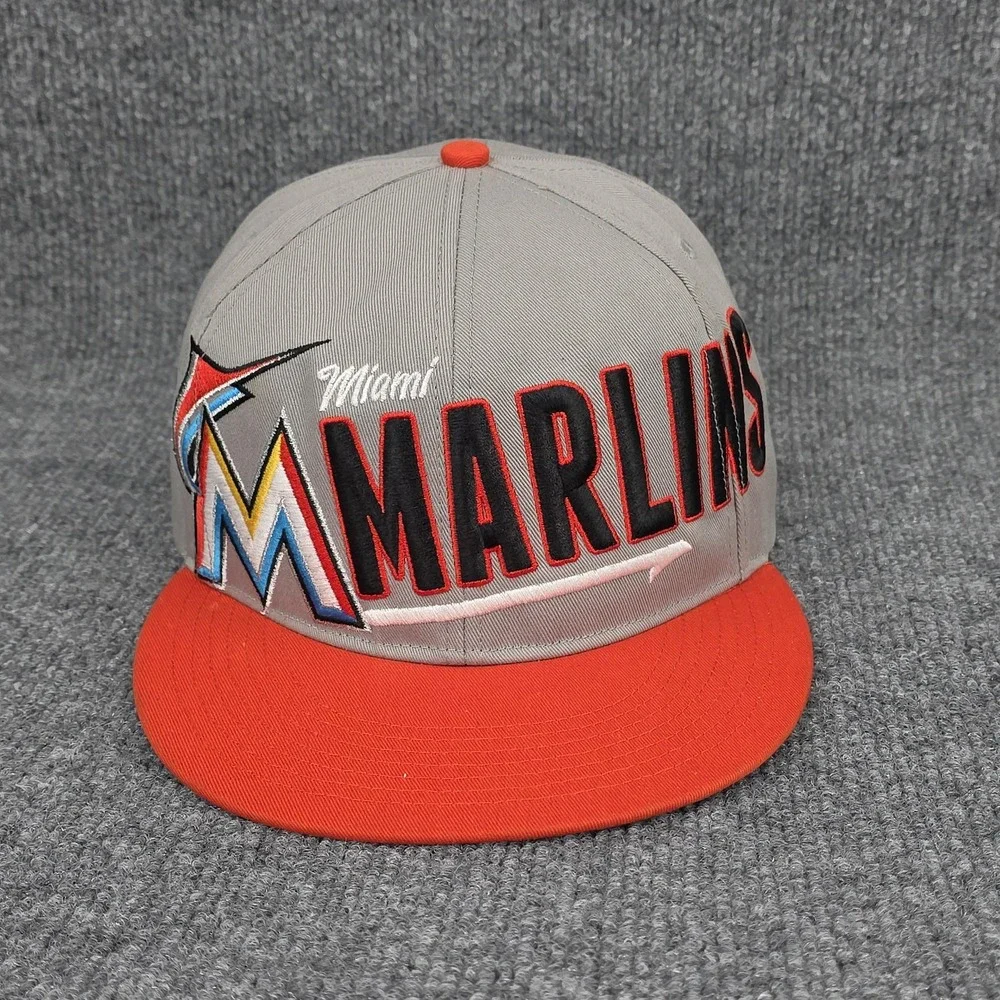 Florida‎ Marlins Hat Cap Snap Back Gray Orange MLB Baseball Logo Adjustable Mens